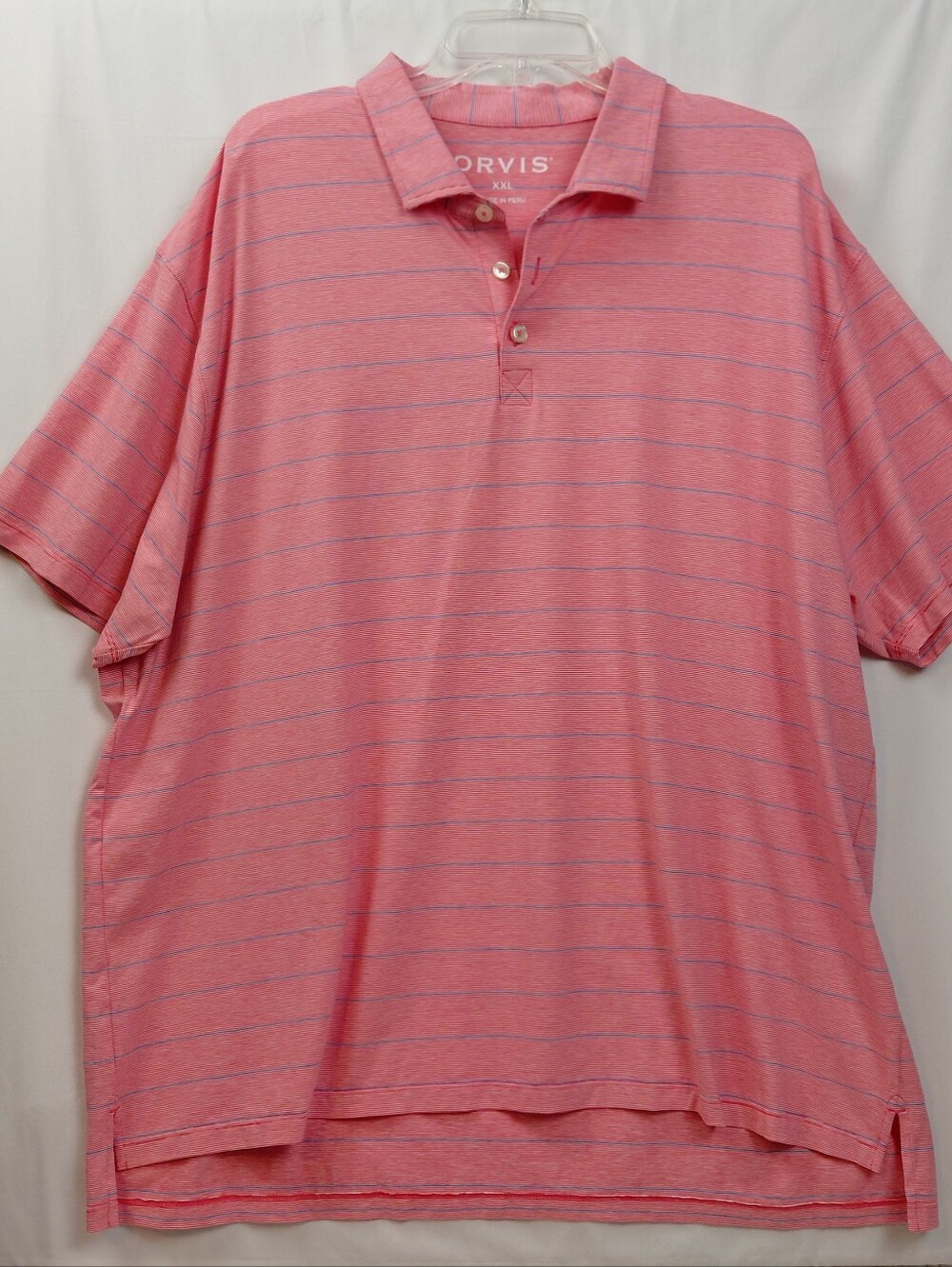 Orvis Super Cool Stretch Polo Men's Size XXL Red Blue Stripes